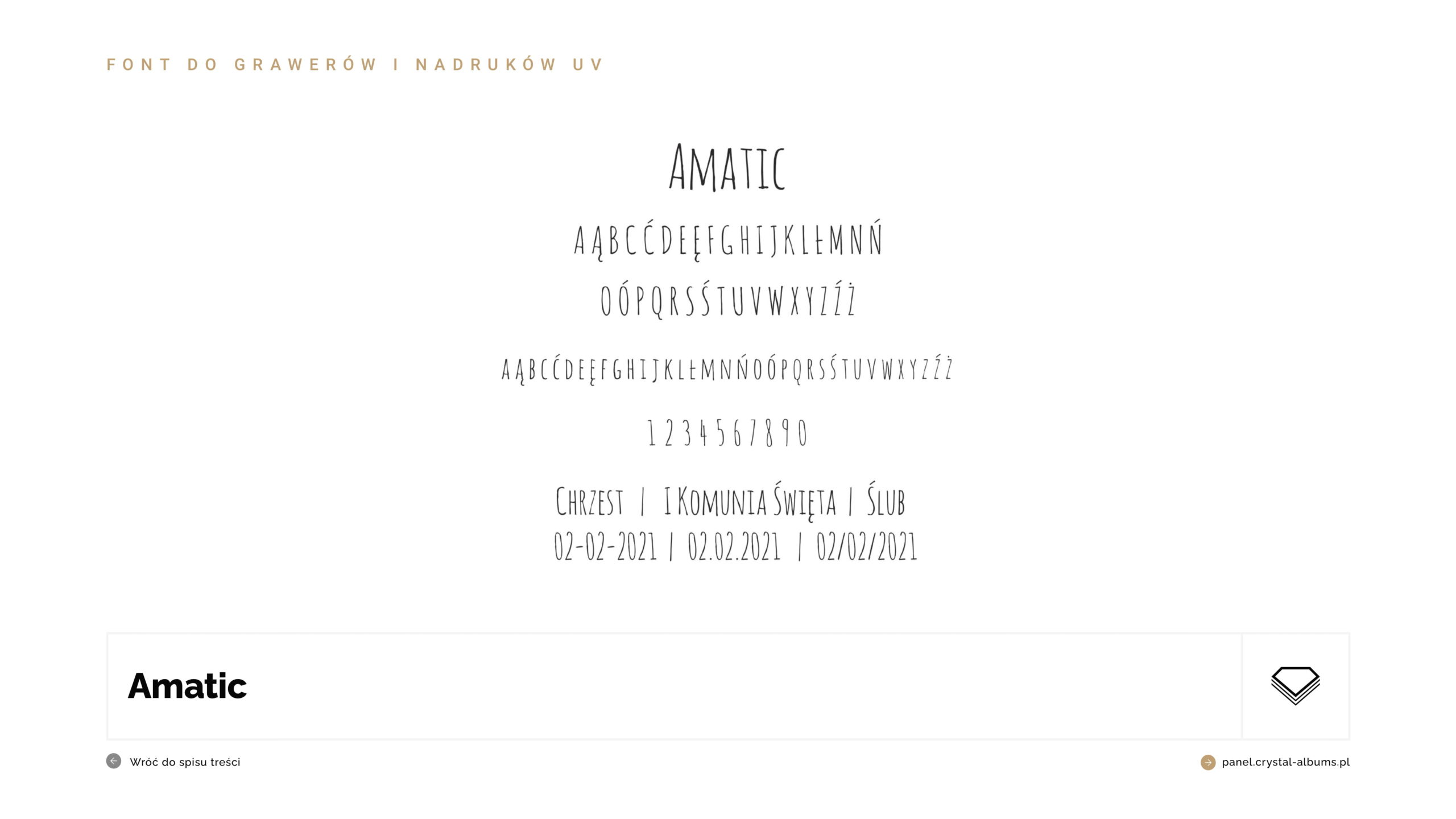 wzornik fontów na tłoczenia