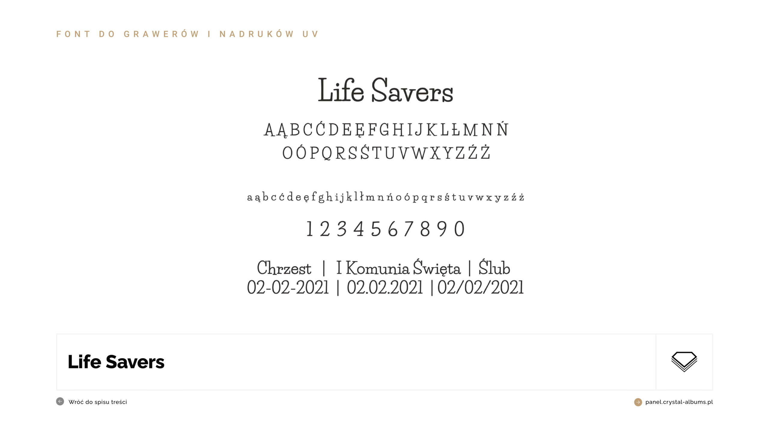 wzornik fontów na tłoczenia