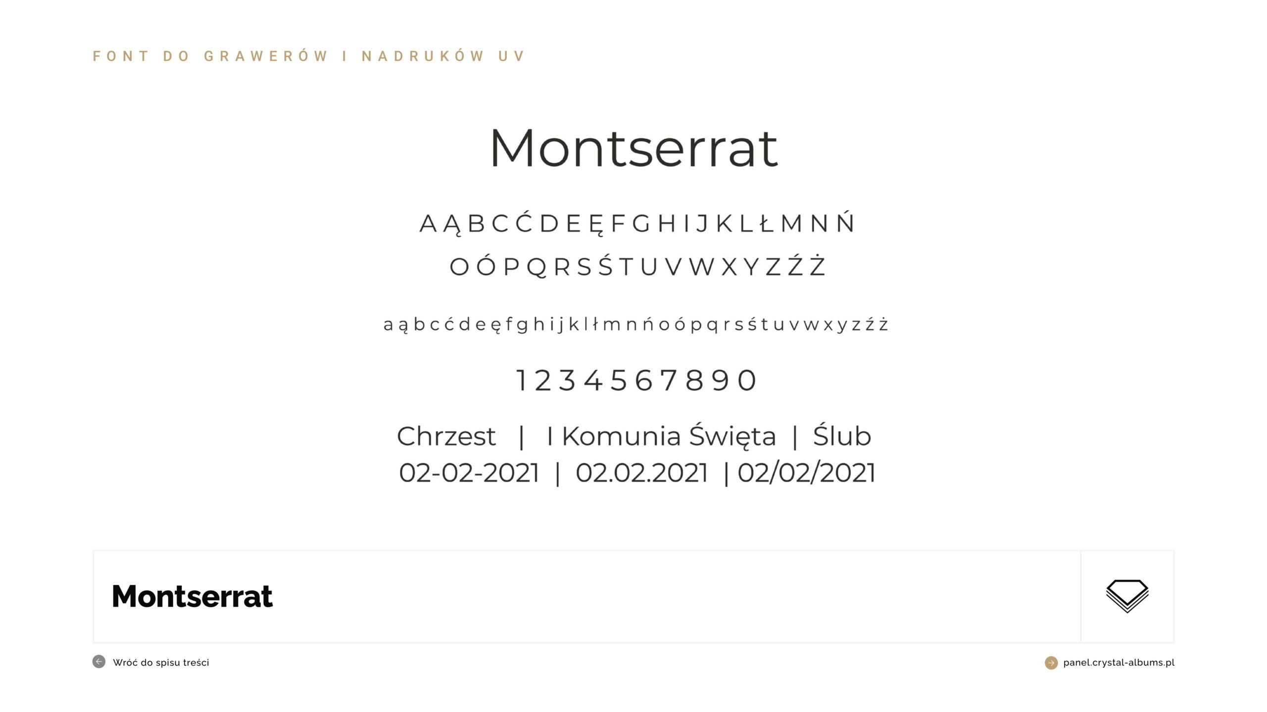 wzornik fontów na tłoczenia